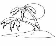 Coloriage Garfield sous un palmier avec le soleil dessin