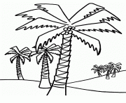 Coloriage palmier avec soleil dessin