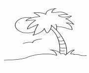 Coloriage palmier bateau soleil nuage palmiers dessin