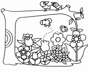 Coloriage panier de fleurs dessin