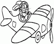 lapin qui pilote un avion dessin à colorier