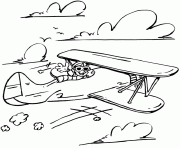 petit avion avec pilote dessin à colorier