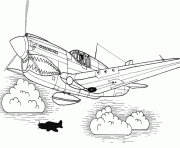 Coloriage avion de guerre decore