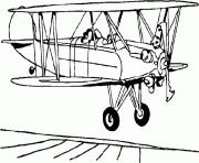 atterrissage d un viel avion dessin à colorier