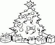 sapin de Noel avec des boules et des cadeaux dessin à colorier