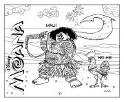 Coloriage Maui et Hei Hei dessin