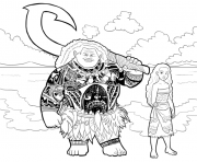 Coloriage vaiana moana et maui