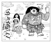 vaiana moana et Maui disney dessin à colorier