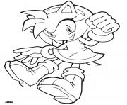 Coloriage sonic est sur la planche a roulette dessin