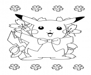 Coloriage pikachu sur le dos de sacha dessin