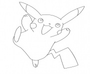 Coloriage sacha et pikachu sautent de joie dessin