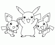 Coloriage pikachu est content avec sasha dessin