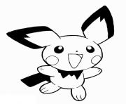 pikachu pichu heureux dessin à colorier