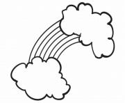 arc en ciel facile avec nuages dessin à colorier