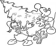 Coloriage Mickey Pluto Christmas tree dessin