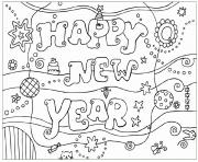 Happy New Year Coloring Design For Kids dessin à colorier