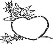 coeur avec roses amoureux dessin à colorier