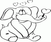 coeur elephant amoureux dessin à colorier
