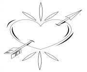 Coloriage coeur avec fleche st valentin dessin