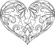 coeur rose mandala dessin à colorier