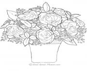 bouquet de rose st valentin dessin à colorier