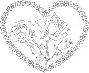 rose et coeur 1 dessin à colorier