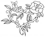 rose en forme de coeur dessin à colorier