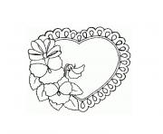 coeur vintage fleurs dessin à colorier