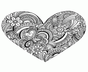 Coloriage coeur avec roses amoureux dessin