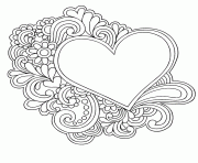 mandala coeur simple amour dessin à colorier