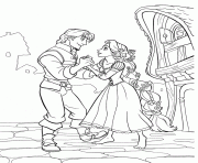 Coloriage la princesse parle a flynn rider attache sur une chaise dessin