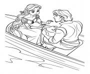 Coloriage flynn ryder et raiponce arrive sur une ile en bateau disney dessin