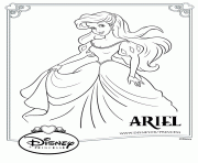 princesse ariel disney en robe dessin à colorier