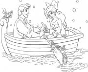 ariel la petite sirene en barque avec son prince dessin à colorier