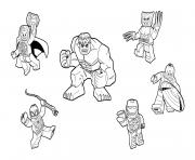 team Lego Marvel hulk ironman spiderman thor america wolverine dessin à colorier
