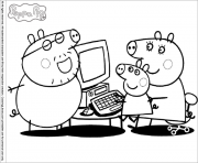 Coloriage Family Summer Vacation Granny Pig dessin