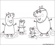 Coloriage Peppa Pig famille se dirigent vers leurs sieges de lavion dessin