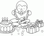 tchoupi anniversaire cadeaux gateau dessin à colorier