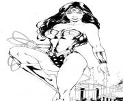 Coloriage wonder woman with superman pour adulte dc comics dessin