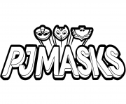 Pyjamasques Logo Black and White Clipart dessin à colorier