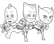 Coloriage PJ Masks joyeux anniversaire les amis dessin