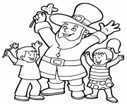 saint patrick avec des enfants fille gars dessin à colorier