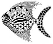 Coloriage zentangle poisson mondes aquatiques dessin