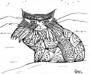 Coloriage adulte leen margot le chat des montagnes