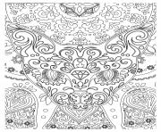 Coloriage animaux adulte vegetation multicouleur dessin