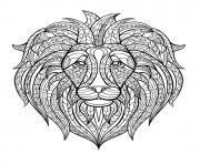 Coloriage adulte tete lion