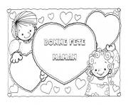 Coloriage un fils donne un calin a sa maman dessin