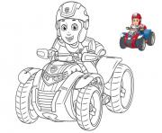 Coloriage ryder de pat patrouille sur une moto 4x4