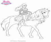 barbie et son cheval dessin à colorier