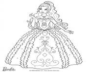 Coloriage Barbie porte une longue robe dessin